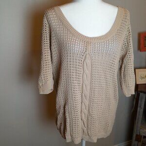 Lane Bryant Cable Open Knit Sweater 3/4 Sleeve Size XL
